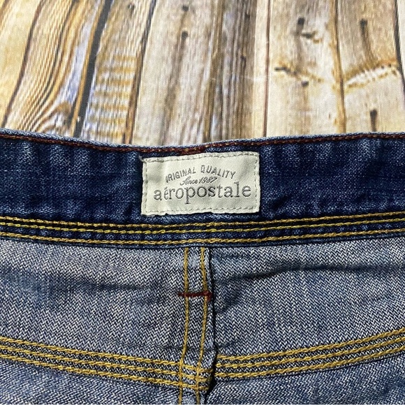 Aeropostale Dark Wash Distressed Cuffed Jean Denim Shorts - Picture 4 of 5